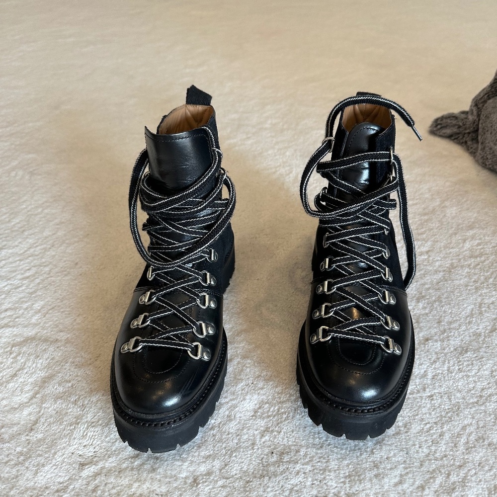Grenson Nanette Leather & Suede Hiking Boots-US size 8.5